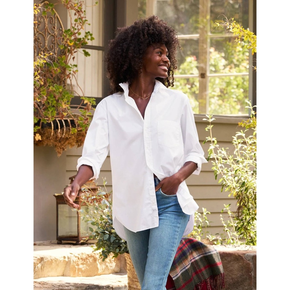 Frank & Eileen Joedy Button Down Shirt White Cotton Long Sleeve Size M